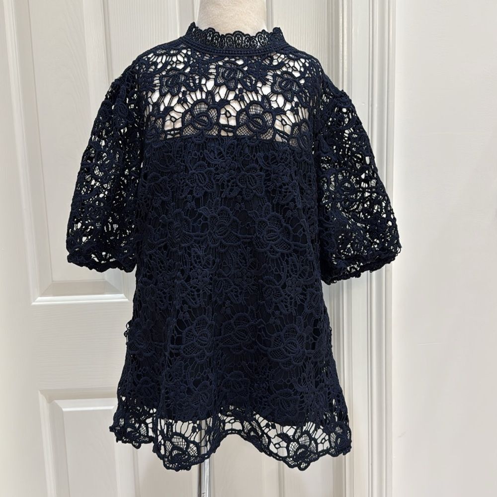 Nannette Lepore Sleeveless Mockneck Embroidered Lace w/Exposed Zipper medium - Picture 3 of 9